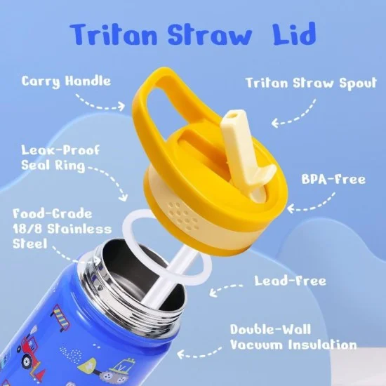 Buzio Kids Bottle with Straw Lid 500ML - Cars